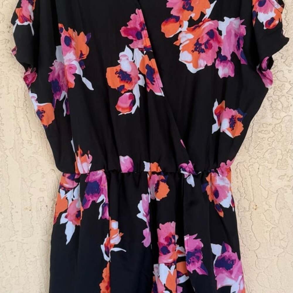 Decree Black Dress with Pink and Orange Floral Design